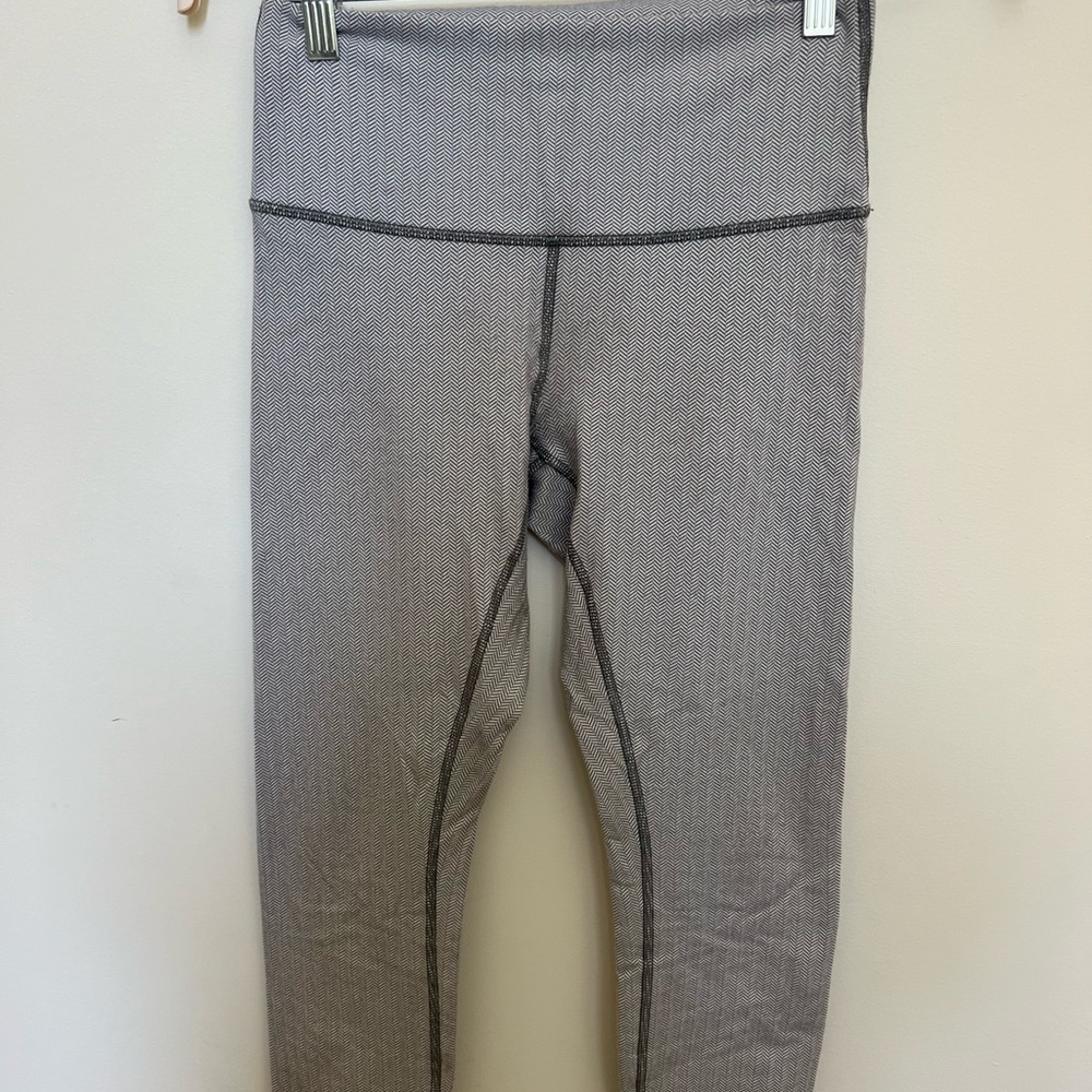 Lululemon wunder under 25” high rise - herringbone heathered white slate size 6